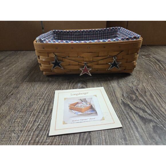 Longaberger Vacation Keepsake Basket Liner Protector USA Flag Charms #10244 - Picture 1 of 8